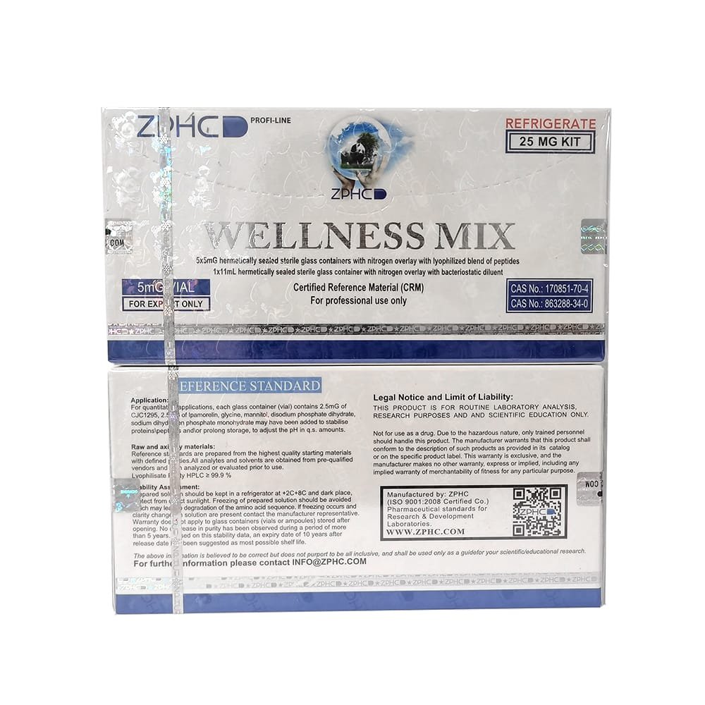 Wellness Mix ZPHC — 25 mg (Ipamorelin 2.5 mg + CJC-1295 2.5 mg) — 5 vials × 5 mg